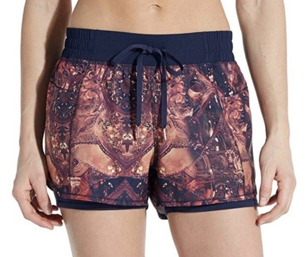 CALIA by Carrie Underwood Women's 2-in-1 Printed Running Shorts Sz XS